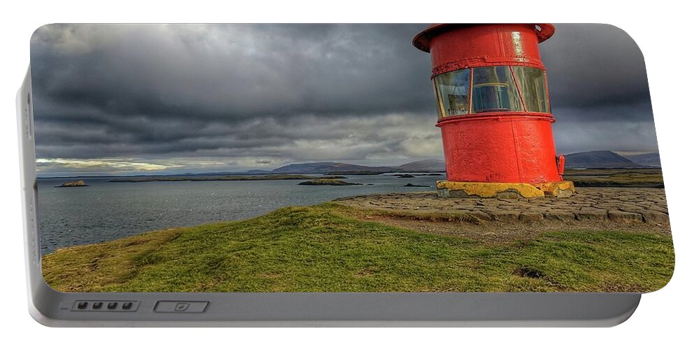Iceland Portable Battery Charger featuring the photograph Iceland Lighthouse by Yvonne Jasinski