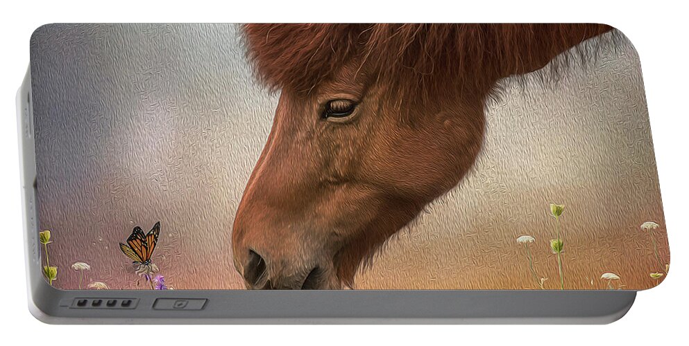Icelandic Horse Portable Battery Charger featuring the digital art Icelandic Horse by Maggy Pease