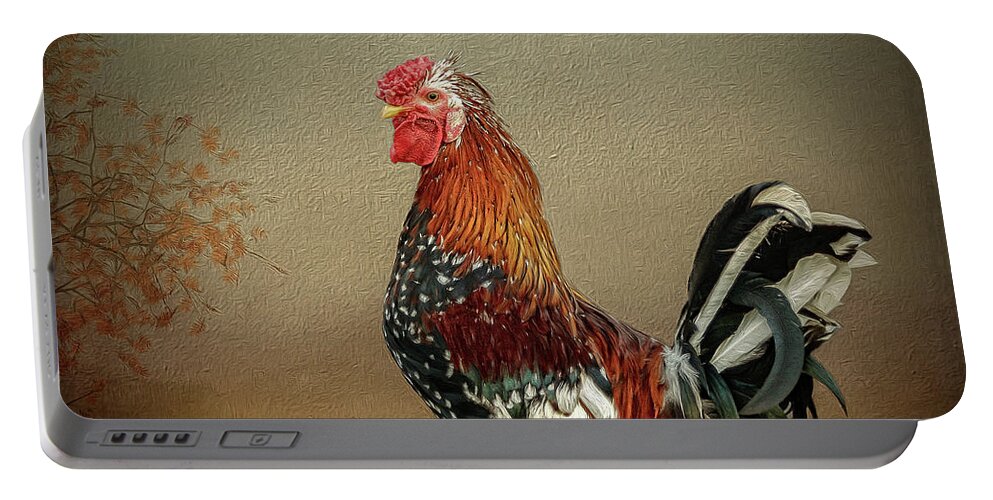 Icelandic Rooster Portable Battery Charger featuring the digital art Icelandic Rooster by Maggy Pease