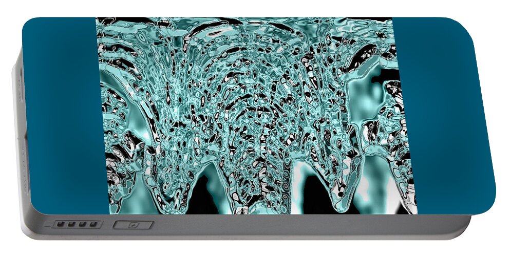 Abstract Art Portable Battery Charger featuring the digital art Icicle Formation - Blue by Ronald Mills