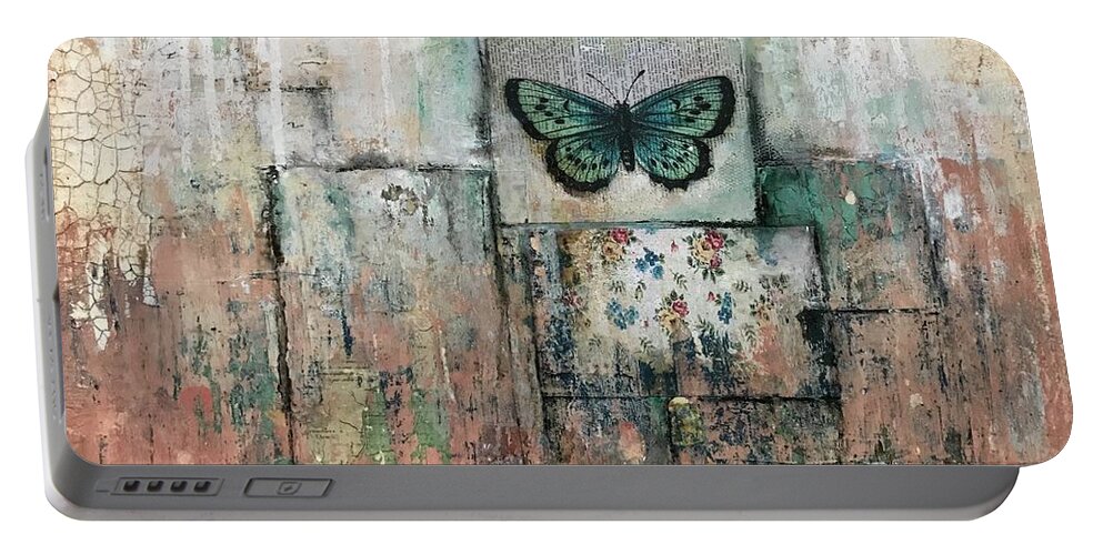 Vintage Decor Portable Battery Charger featuring the painting Vintage Wall Decor Collage by Diane Fujimoto