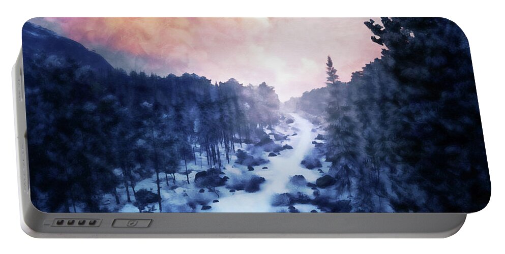 Winter Comes Portable Battery Charger featuring the painting If Winter comes - 30 by AM FineArtPrints