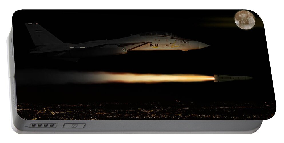 Grumman Portable Battery Charger featuring the digital art IIAF F-14 Tomcat by Custom Aviation Art