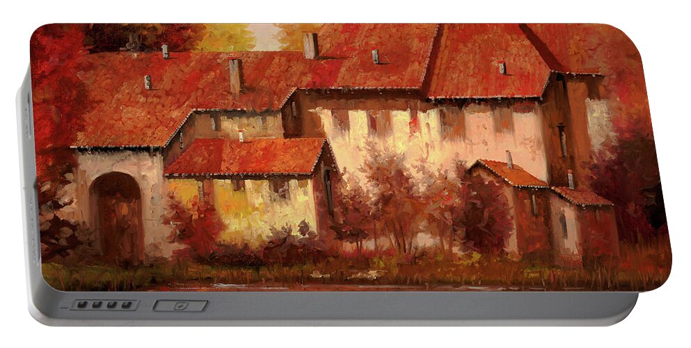 Landscape Portable Battery Charger featuring the painting Il Borgo Rosso by Guido Borelli
