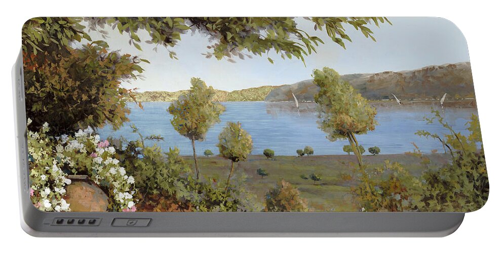 Lake Portable Battery Charger featuring the painting Il Lago Azzurro by Guido Borelli