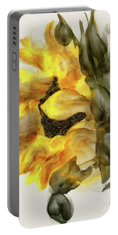Sunflower Portable Battery Charger featuring the digital art Sunflower In Profile by Lois Bryan