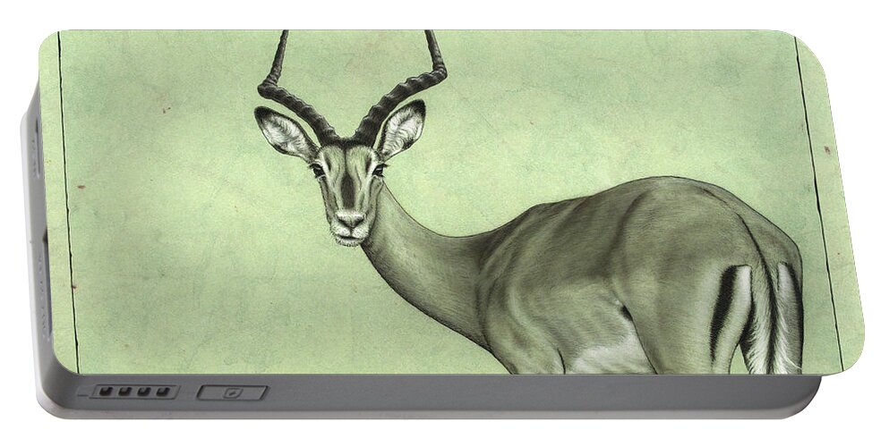 Impala Portable Battery Charger featuring the painting Impala by James W Johnson