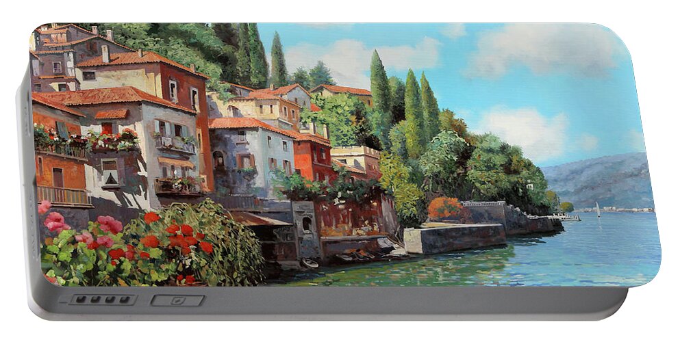 Lake Como Portable Battery Charger featuring the painting Impressioni Del Lago by Guido Borelli