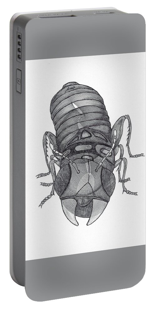 Insect Portable Battery Charger featuring the drawing Improbable Bug by Teresamarie Yawn