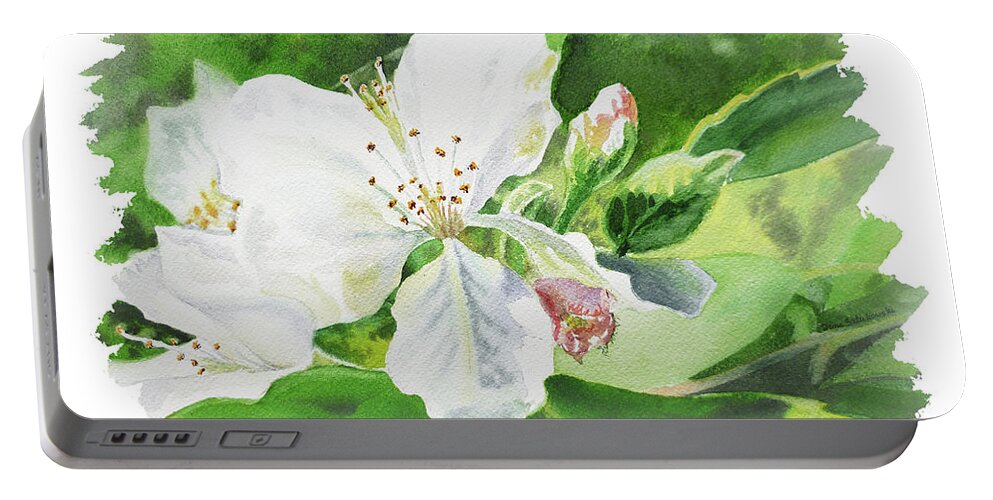 Tree Blossom Portable Battery Charger featuring the painting Impulse Of Nature Watercolor Blossom Flowers Free Brush Strokes II by Irina Sztukowski