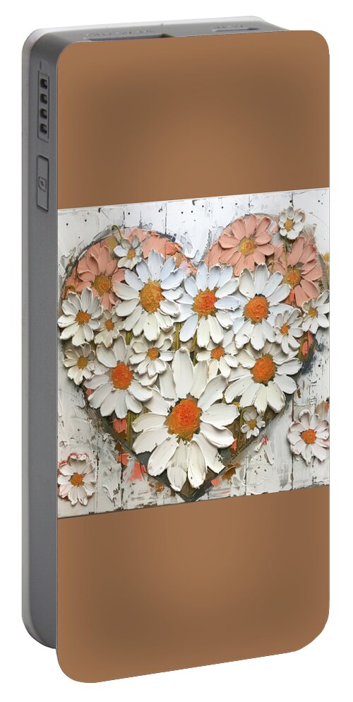 Daisy Flowers Portable Battery Charger featuring the painting In Love With Daisies by Tina LeCour