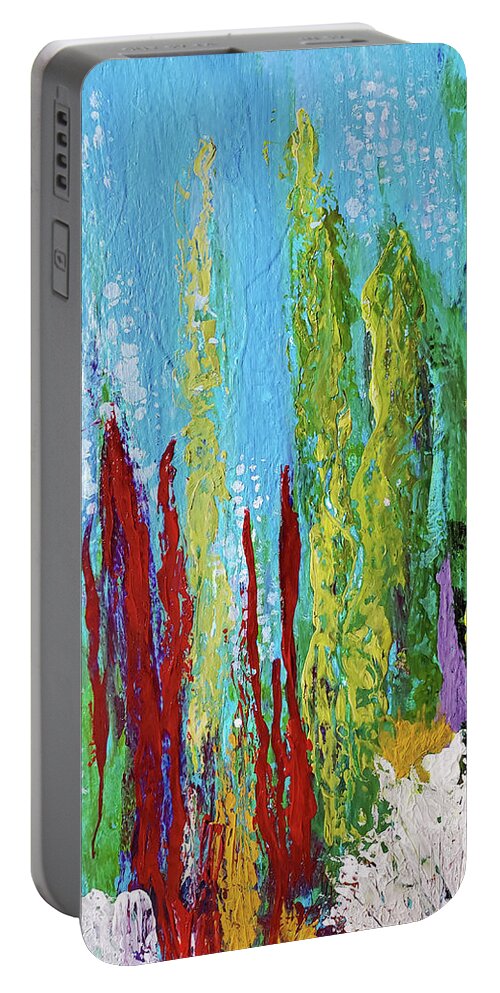 Abstract Portable Battery Charger featuring the painting In the Depths 4 by Sharon Williams Eng