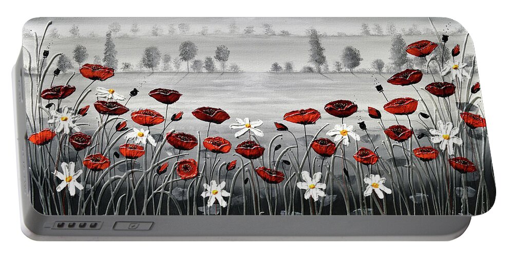 Red Poppies Portable Battery Charger featuring the painting In the Distance by Amanda Dagg