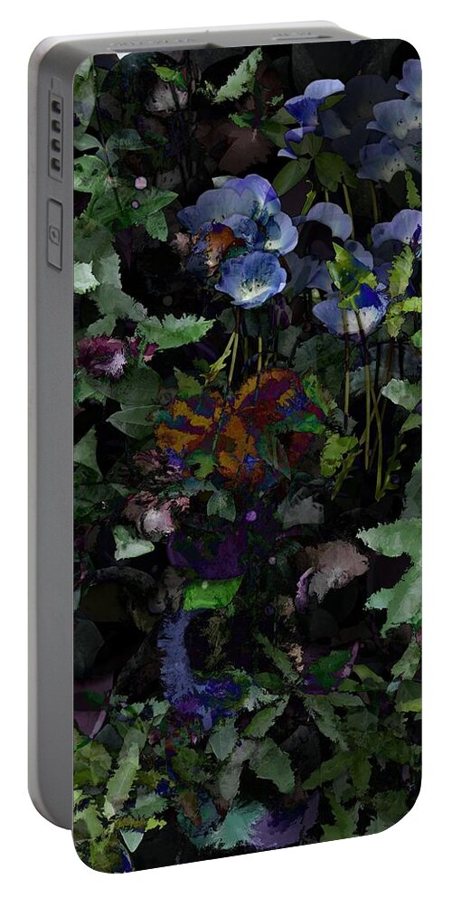 Floral Portable Battery Charger featuring the digital art iN THE GLOOM by David Lane