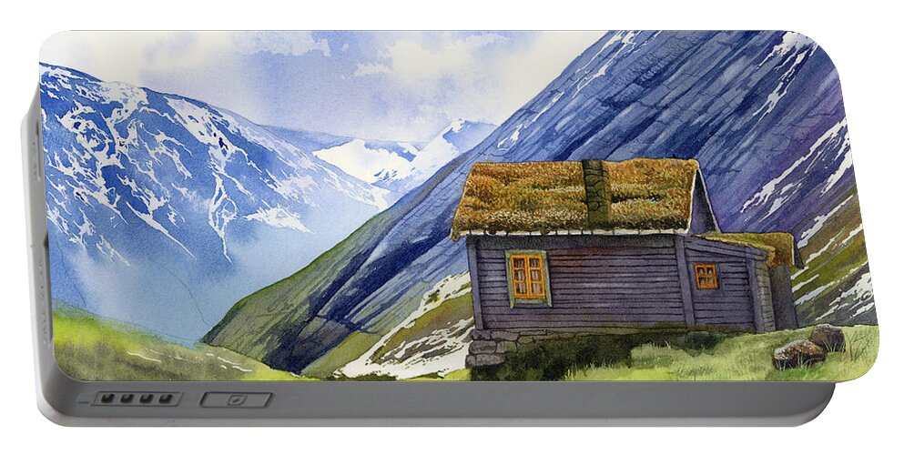 Mountains Portable Battery Charger featuring the painting In the Mountains by Espero Art