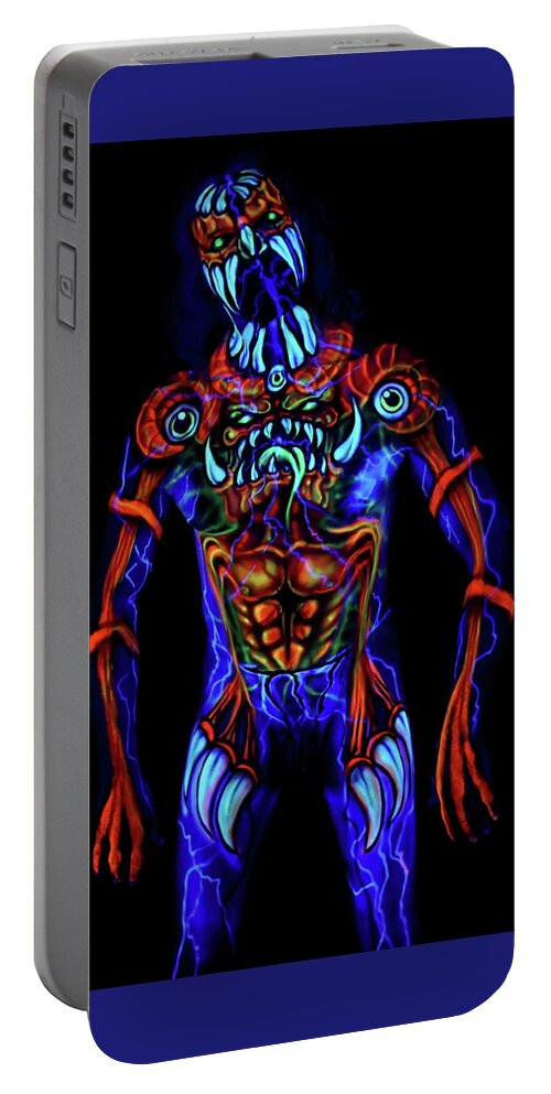 Uv-neon Portable Battery Charger featuring the photograph Indignation by Angela Rene Roberts and Cully Firmin