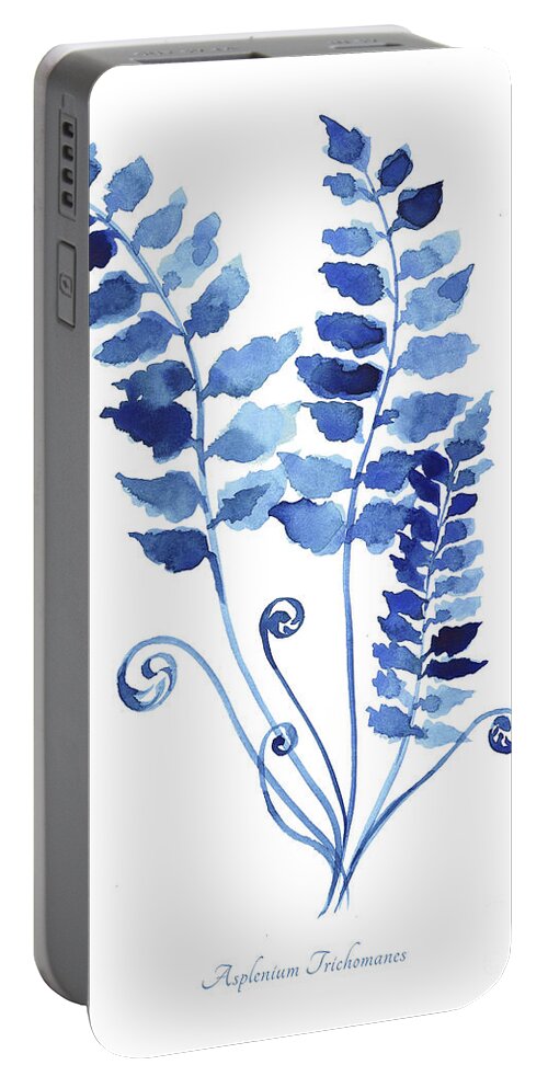 Indigo Portable Battery Charger featuring the painting Indigo Botanical 9 by Jean Plout