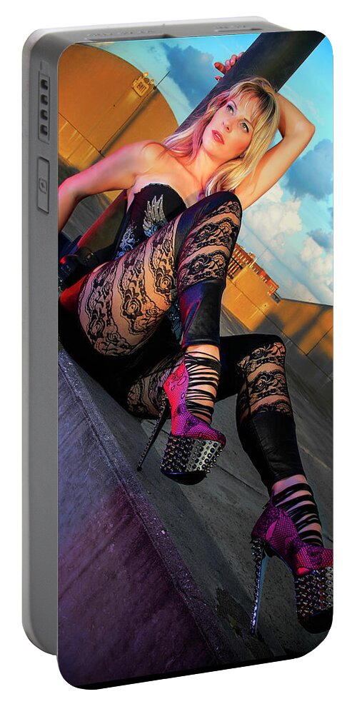 Cosplay Portable Battery Charger featuring the photograph Industrial Pinup #2 by Christopher W Weeks