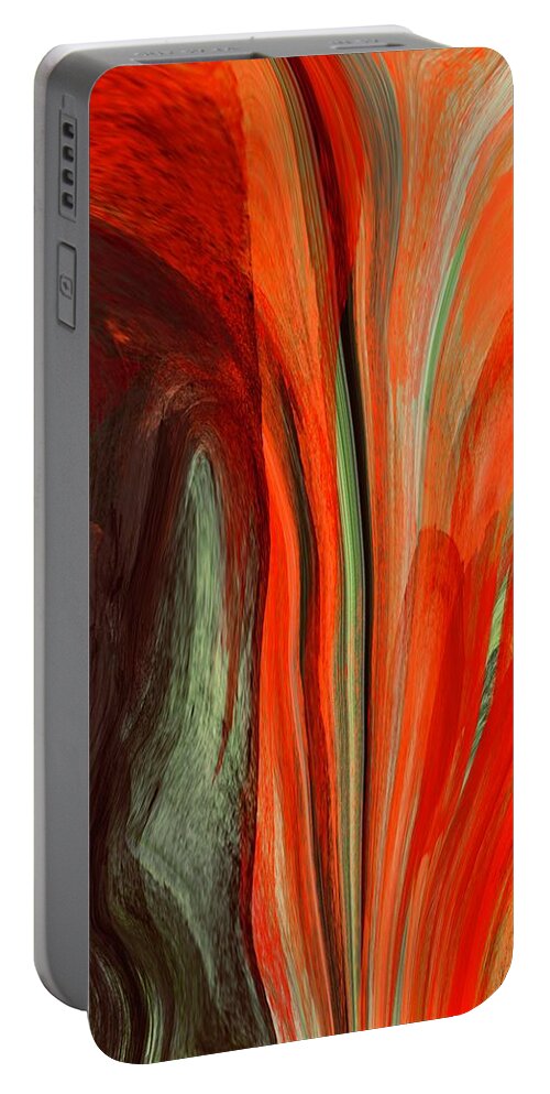 Vibrant Colourful Artwork Portable Battery Charger featuring the digital art Inferno by Elaine Rose Hayward