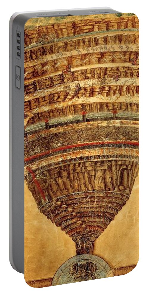Botticelli Inferno Map Of Hell Portable Battery Charger featuring the painting Inferno by Sandro Botticelli