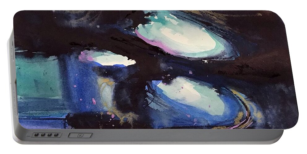 Abstract Portable Battery Charger featuring the painting Infinite by Judith Levins
