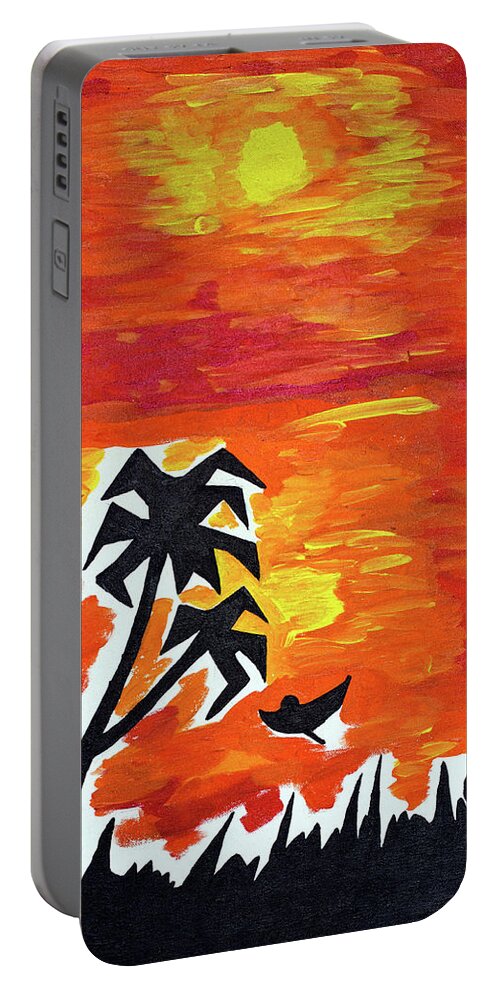 Sunset Portable Battery Charger featuring the painting Infinity by Jonathan A