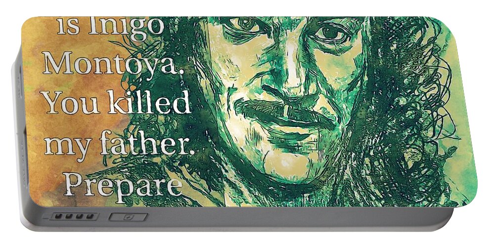 The Princess Bride Portable Battery Charger featuring the mixed media Inigo Montoya - Watercolor by Eileen Backman