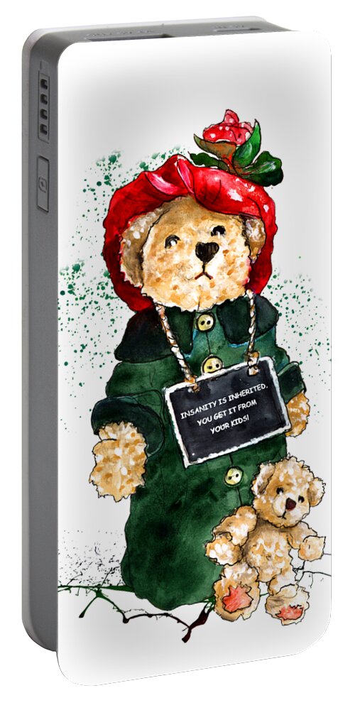 Bear Portable Battery Charger featuring the painting Insanity Is Inherited by Miki De Goodaboom