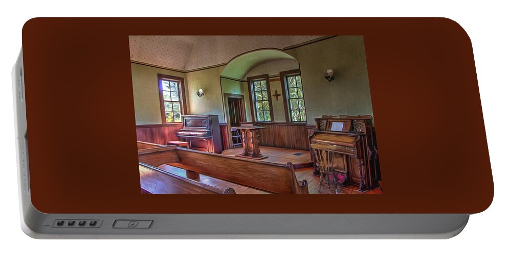  Portable Battery Charger featuring the photograph Inside The Oysterville Church by Thom Zehrfeld