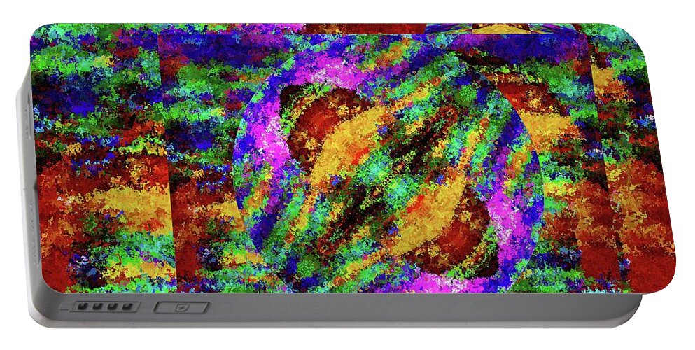 Abstract Portable Battery Charger featuring the mixed media Inspired Labors of Love and Dedication in a Post COVID-19 World by Aberjhani