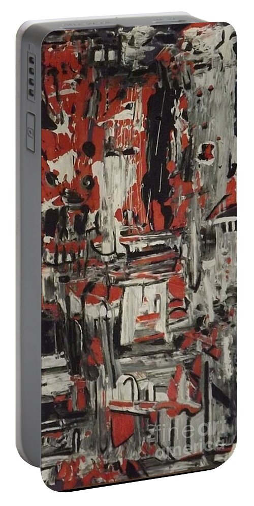 Abstract Acrylic Portable Battery Charger featuring the painting Intensity by Denise Morgan