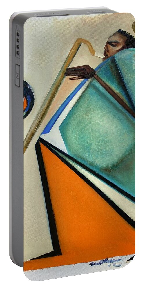Jazz Portable Battery Charger featuring the painting Interboogieology by Martel Chapman