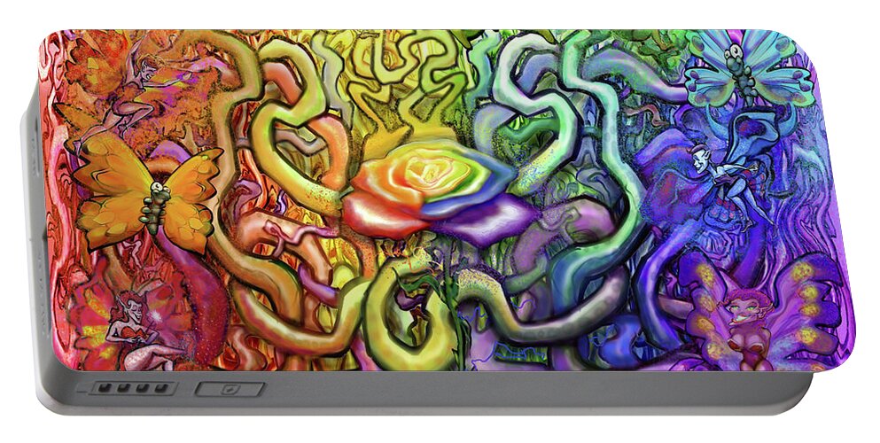 Rainbow Portable Battery Charger featuring the digital art Interwoven Rainbow Magic by Kevin Middleton