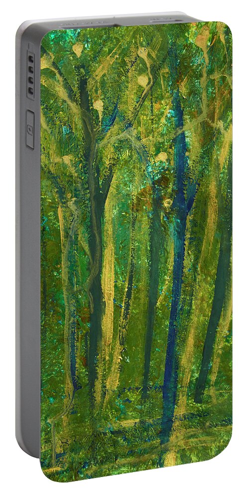 Acrylic Portable Battery Charger featuring the painting Into the Forest by Tessa Evette