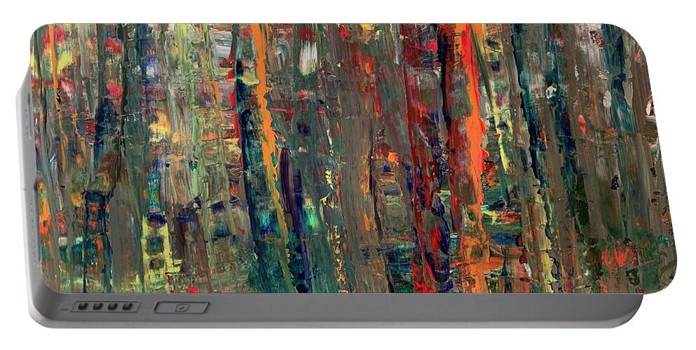 Abstract Portable Battery Charger featuring the painting Into the Woods 1 by Teresa Moerer