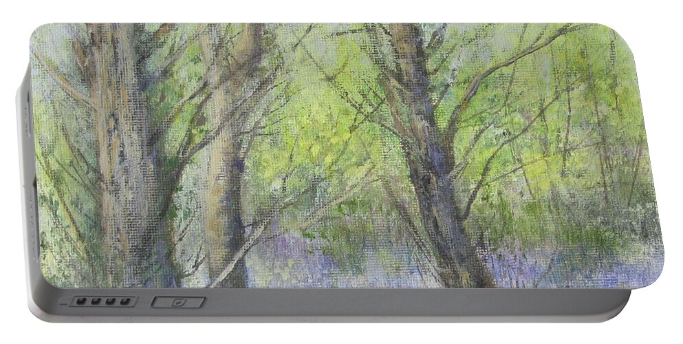 Woodland Painting Portable Battery Charger featuring the painting Into the Woods by Valerie Travers