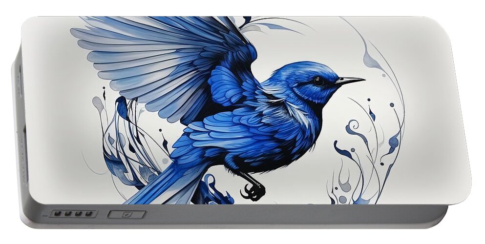 Bluebird Portable Battery Charger featuring the painting Intricate Elegance by Lourry Legarde