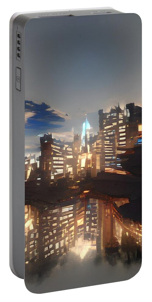  Portable Battery Charger featuring the digital art Inverted City by Rod Turner