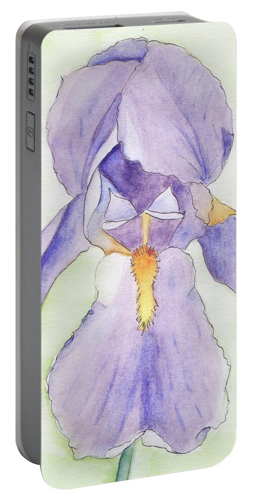 Iris Portable Battery Charger featuring the painting Iris Magic by Anne Katzeff
