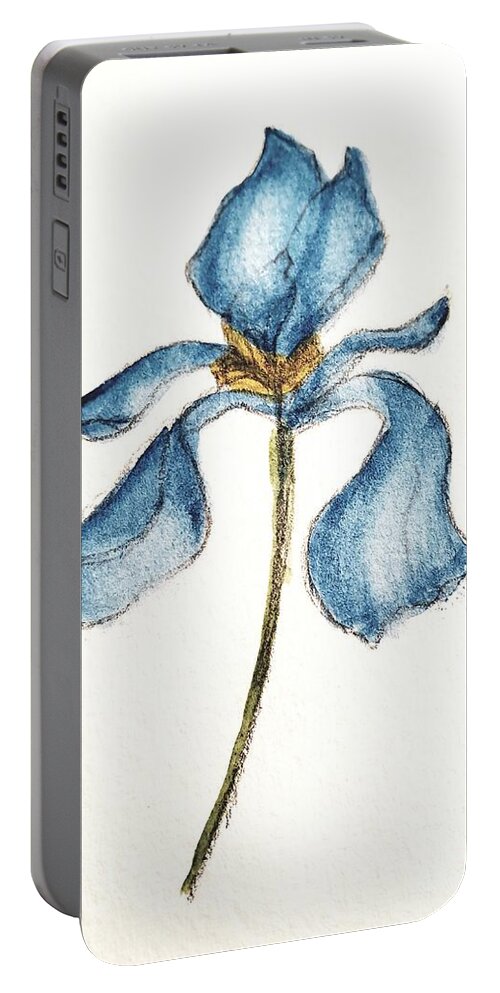 Blue Flower Portable Battery Charger featuring the painting Iris by Margaret Welsh Willowsilk