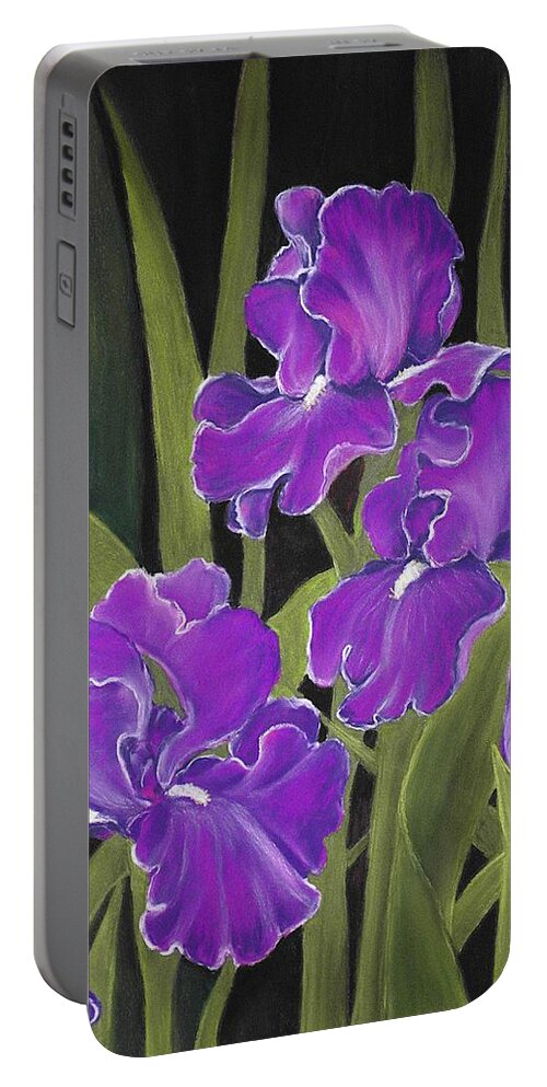 Malakhova Portable Battery Charger featuring the painting Irises by Anastasiya Malakhova