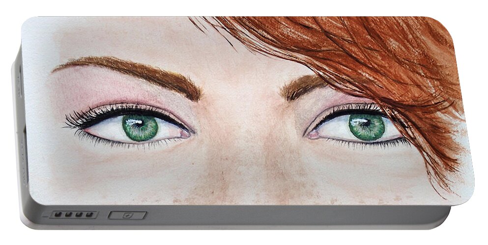 Eyes Portable Battery Charger featuring the painting Irish Eyes by Kelly Mills