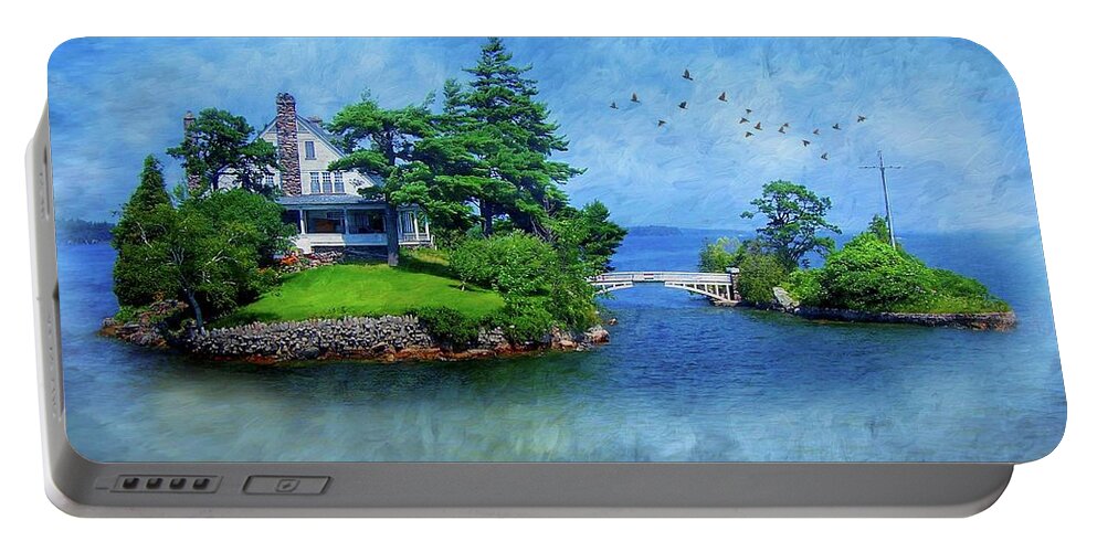 Bridge Portable Battery Charger featuring the photograph Island Home with Bridge - My Happy Place by Patti Deters