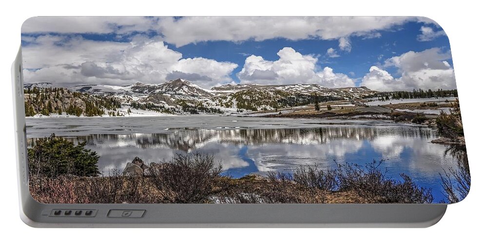 Reflection Portable Battery Charger featuring the photograph Island Lake by Randall Dill