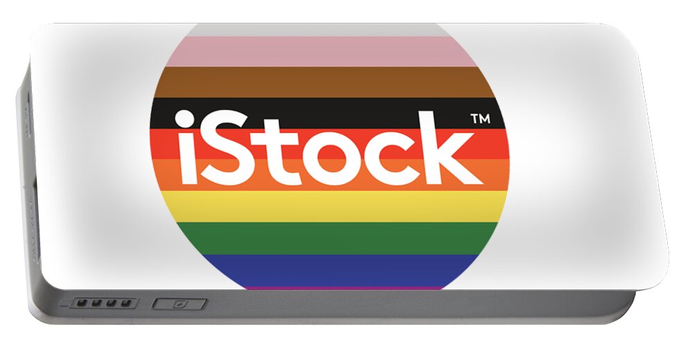 Istock Portable Battery Charger featuring the digital art iStock Logo Pride Circle by Getty Images