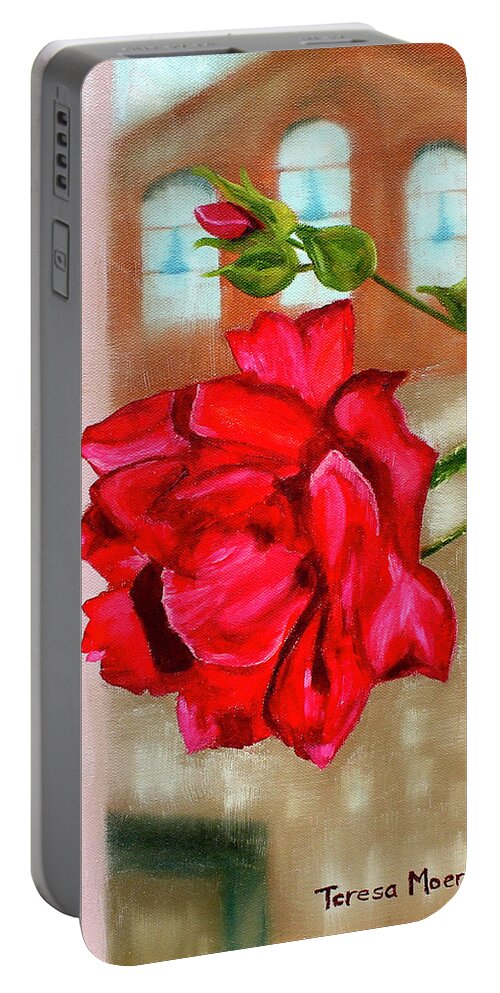 Rose Portable Battery Charger featuring the painting Italian Rose by Teresa Moerer