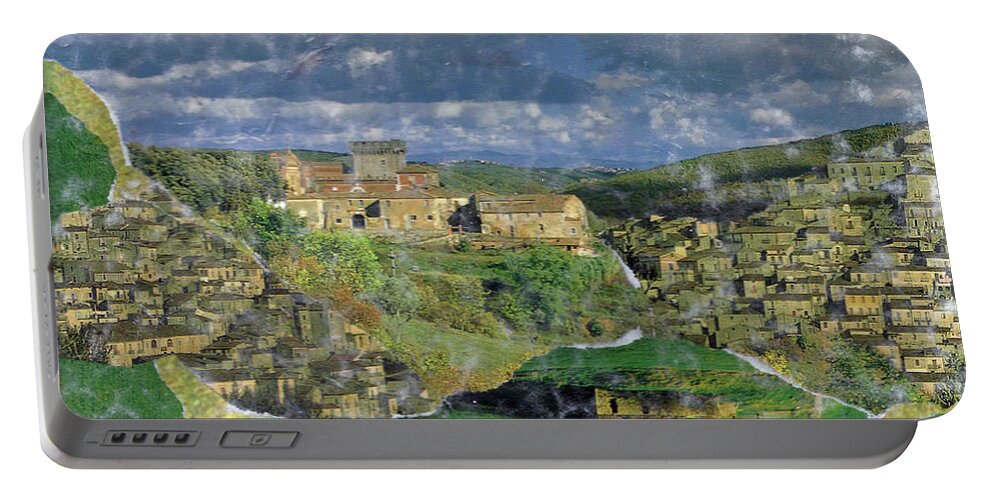 Collage Portable Battery Charger featuring the mixed media Italy 8x8 5 by John Vincent Palozzi