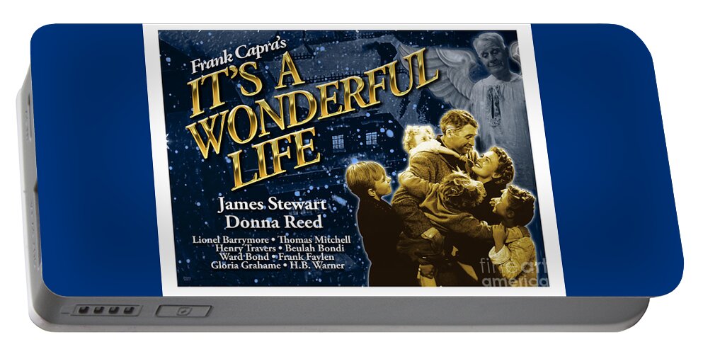 James Stewart Portable Battery Charger featuring the digital art It's A Wonderful Life New Poster by Brian Watt