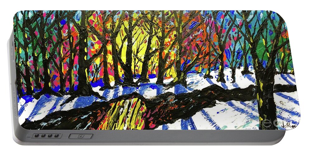 Winter Portable Battery Charger featuring the mixed media It's Only A Winter Day by Jeffrey Koss