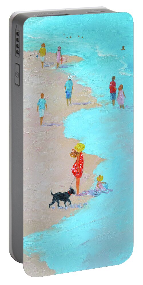 Beach Portable Battery Charger featuring the painting It's summer again by Jan Matson